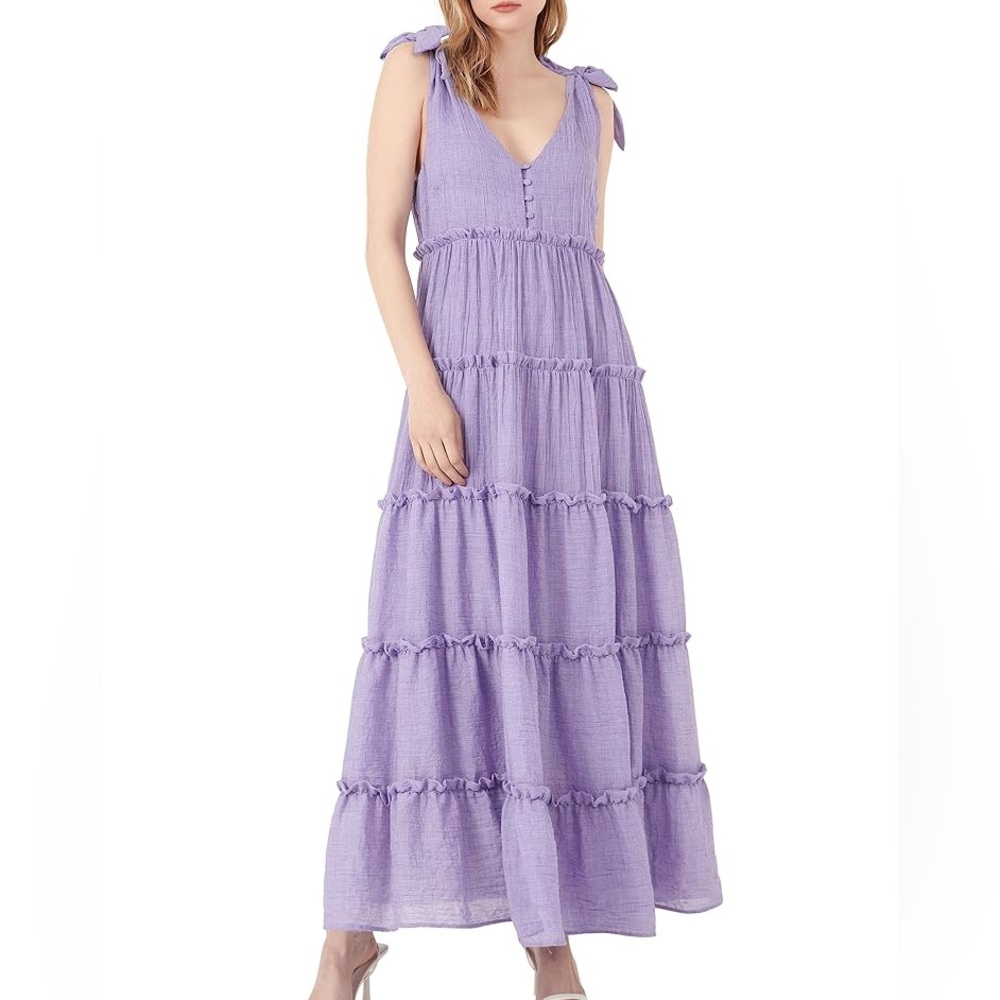 English Factory Tiered Midi Dress purple
